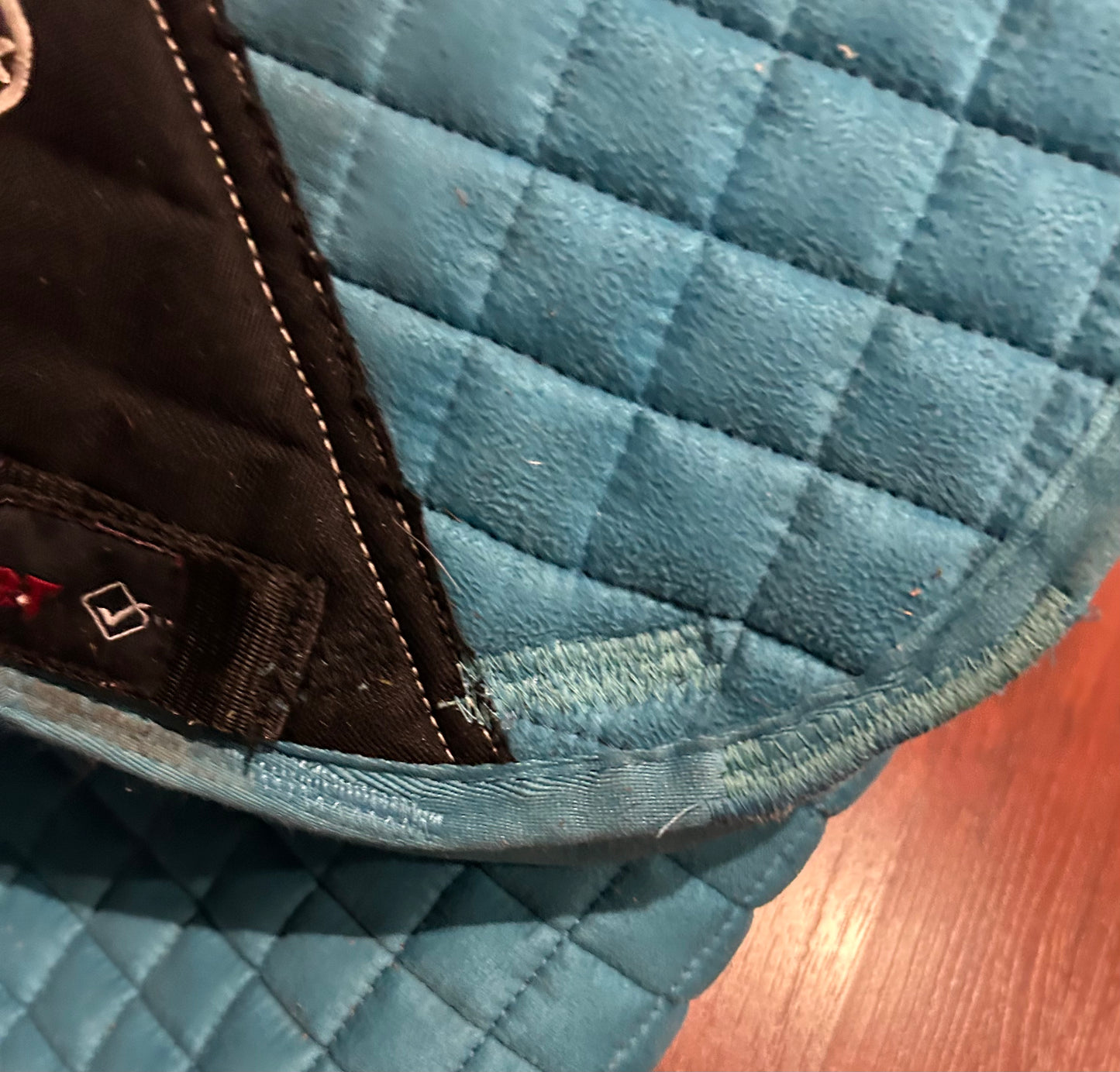 Lemieux teal large dressage pad (worn and repaired)