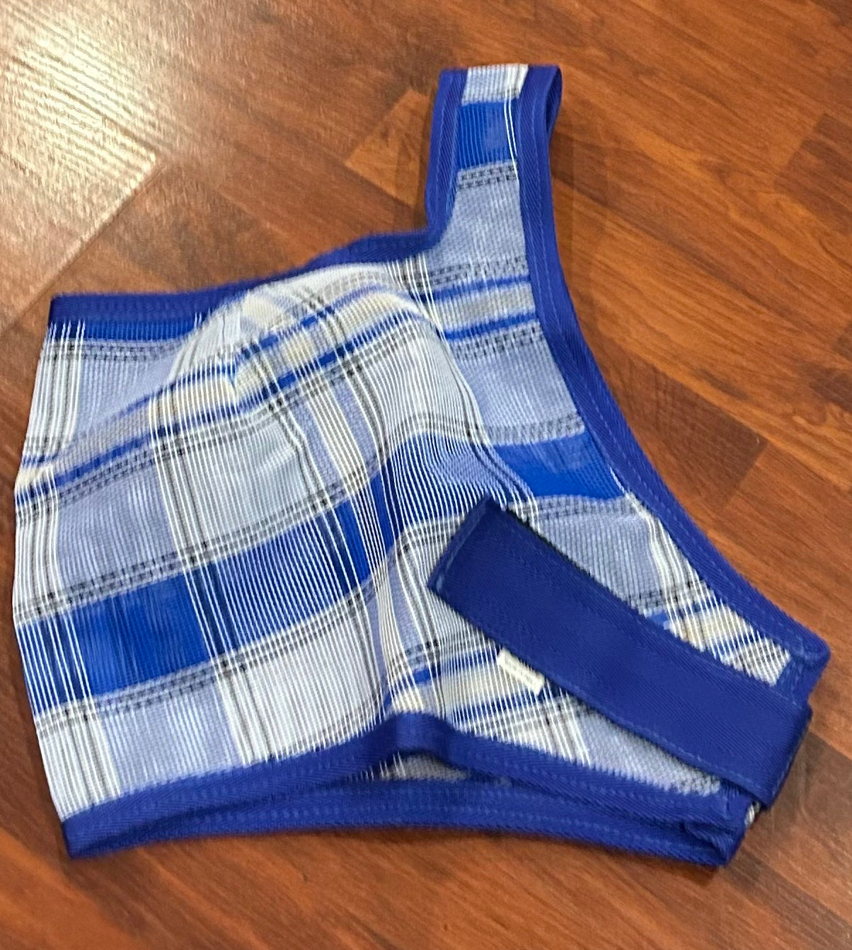 Tough 1 horse blue plaid fly mask