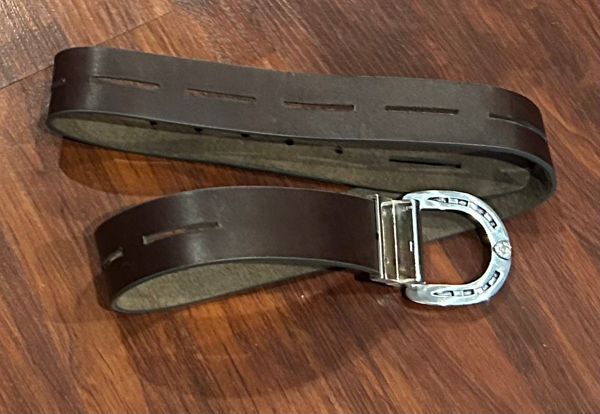 38” brown belt horseshoe buckle