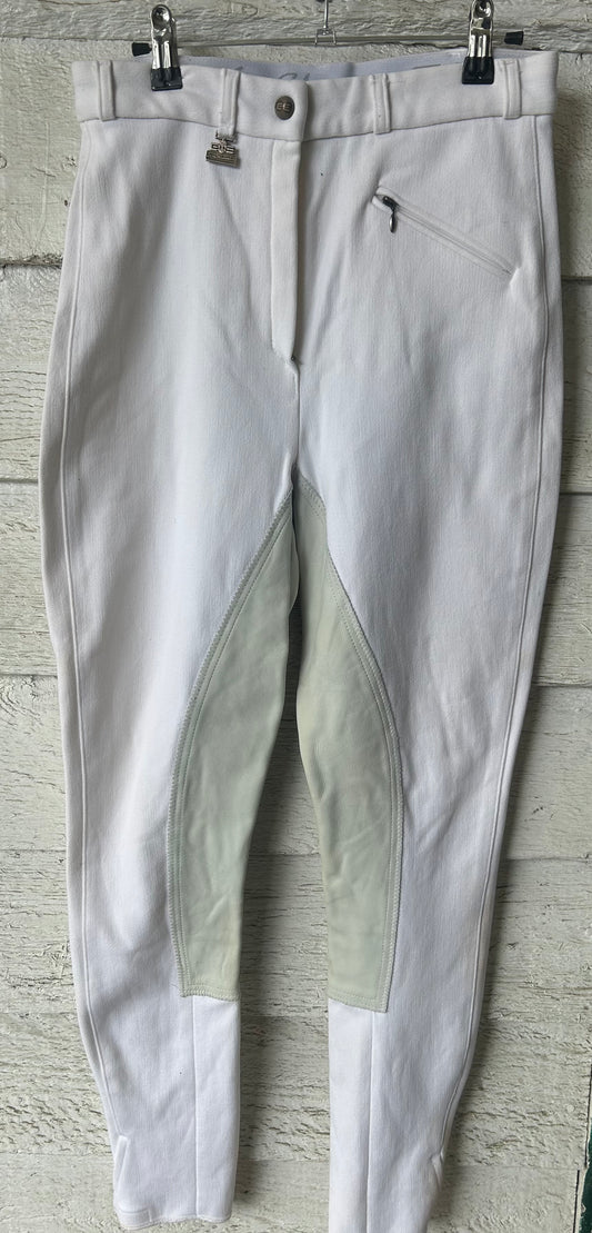 Size 28 G Schumacher white real leather full seat breeches