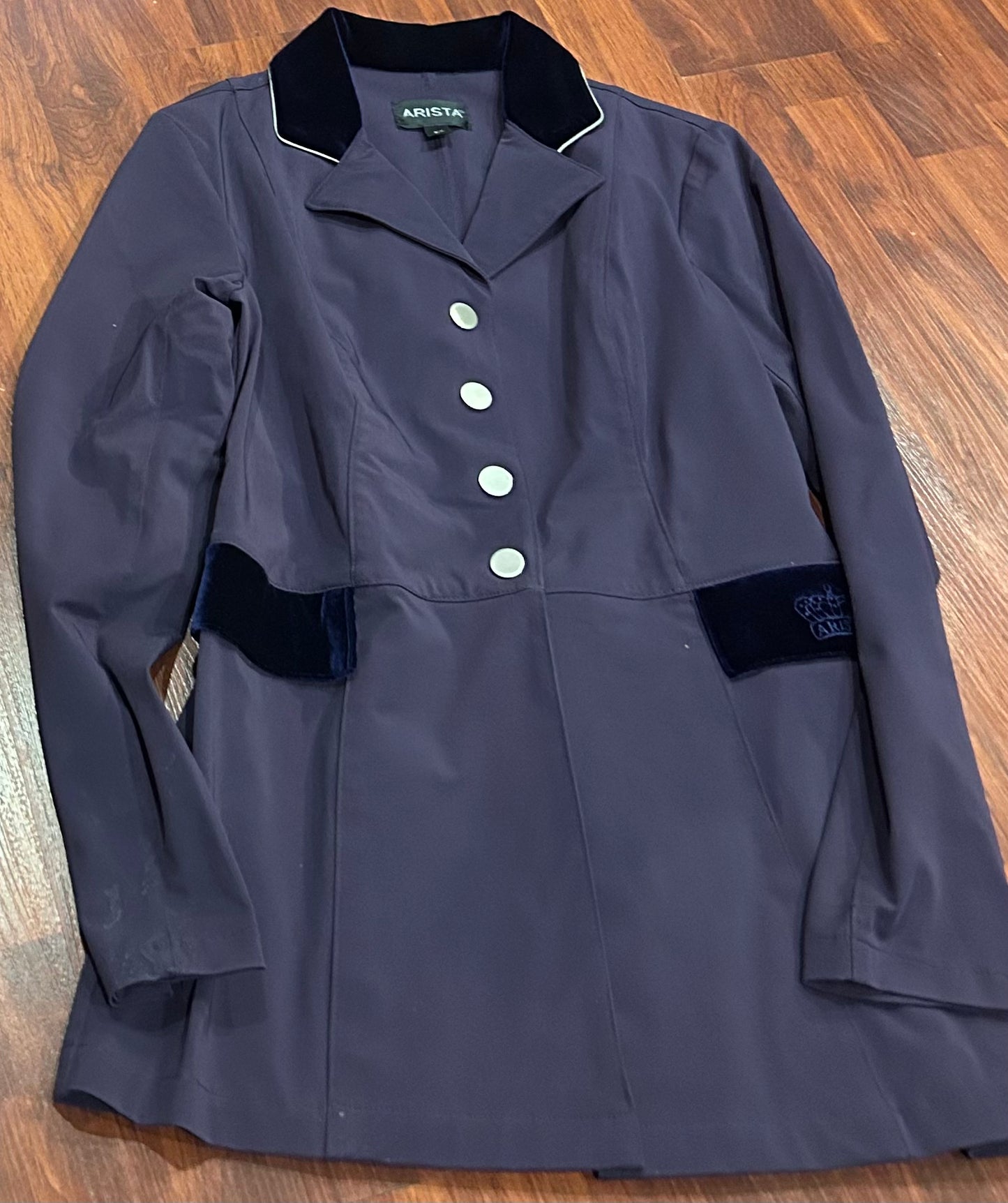 Arista small purple show jacket with velvet trim