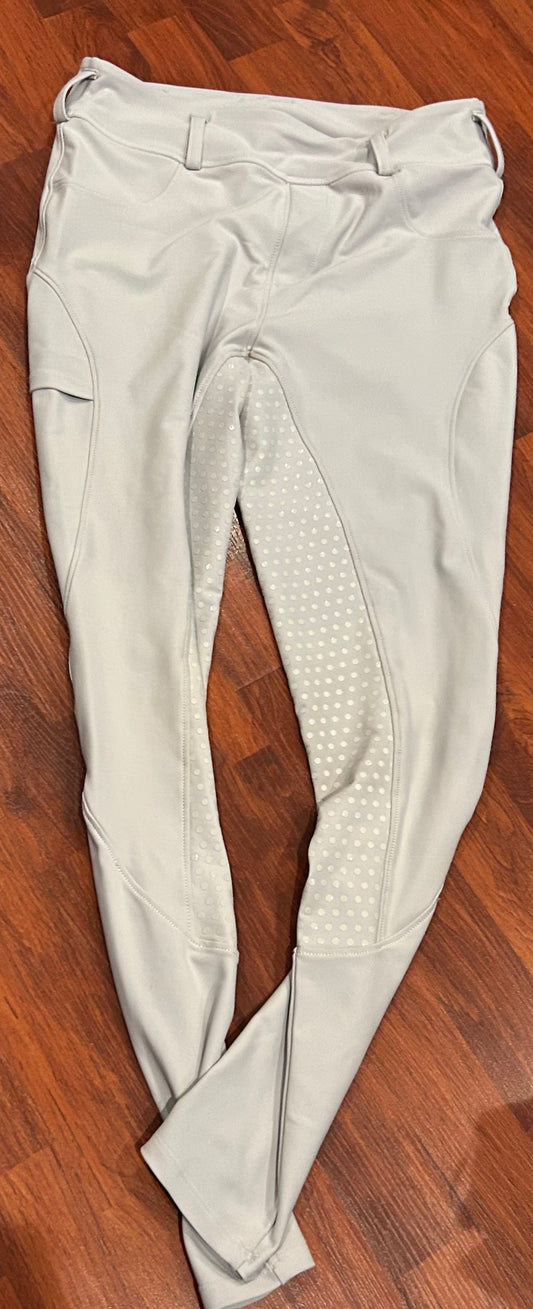 XL light grey riding tights. Silicone full seat