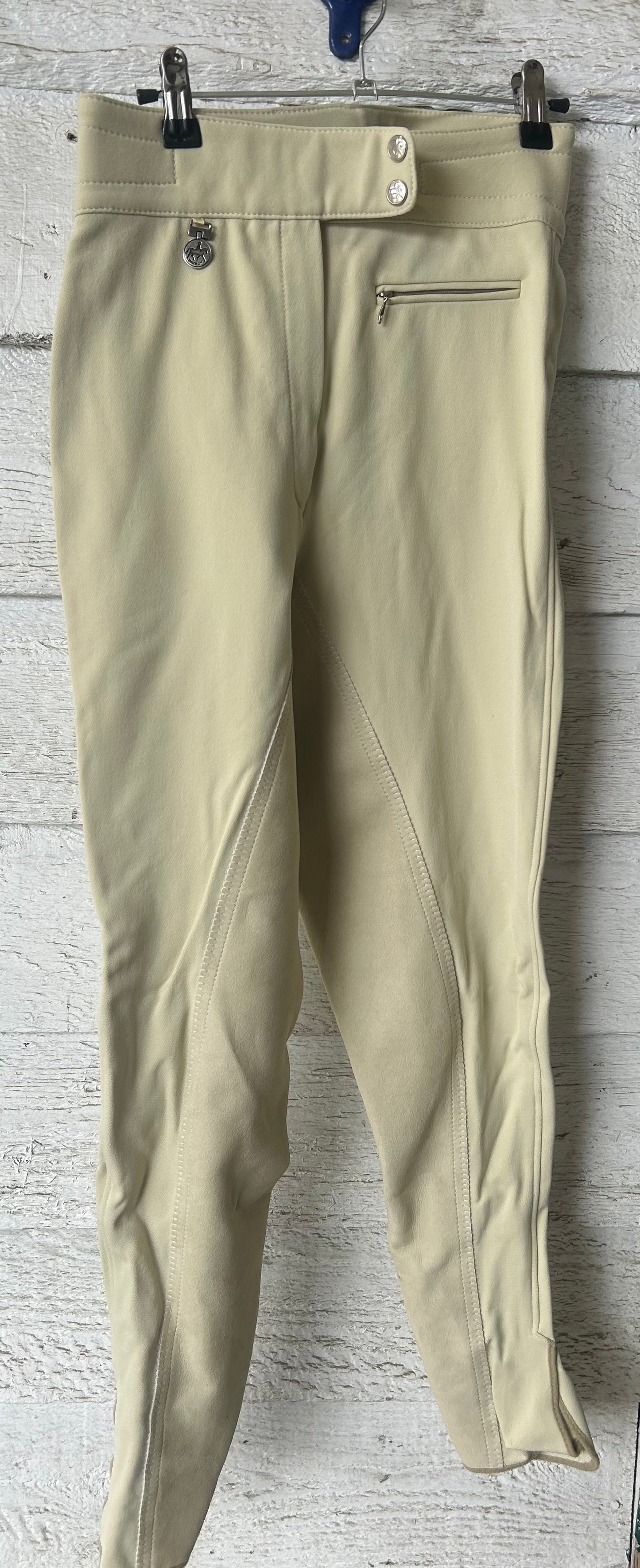 Pikeur size 24 tan real leather full seat breeches. Velcro ankles