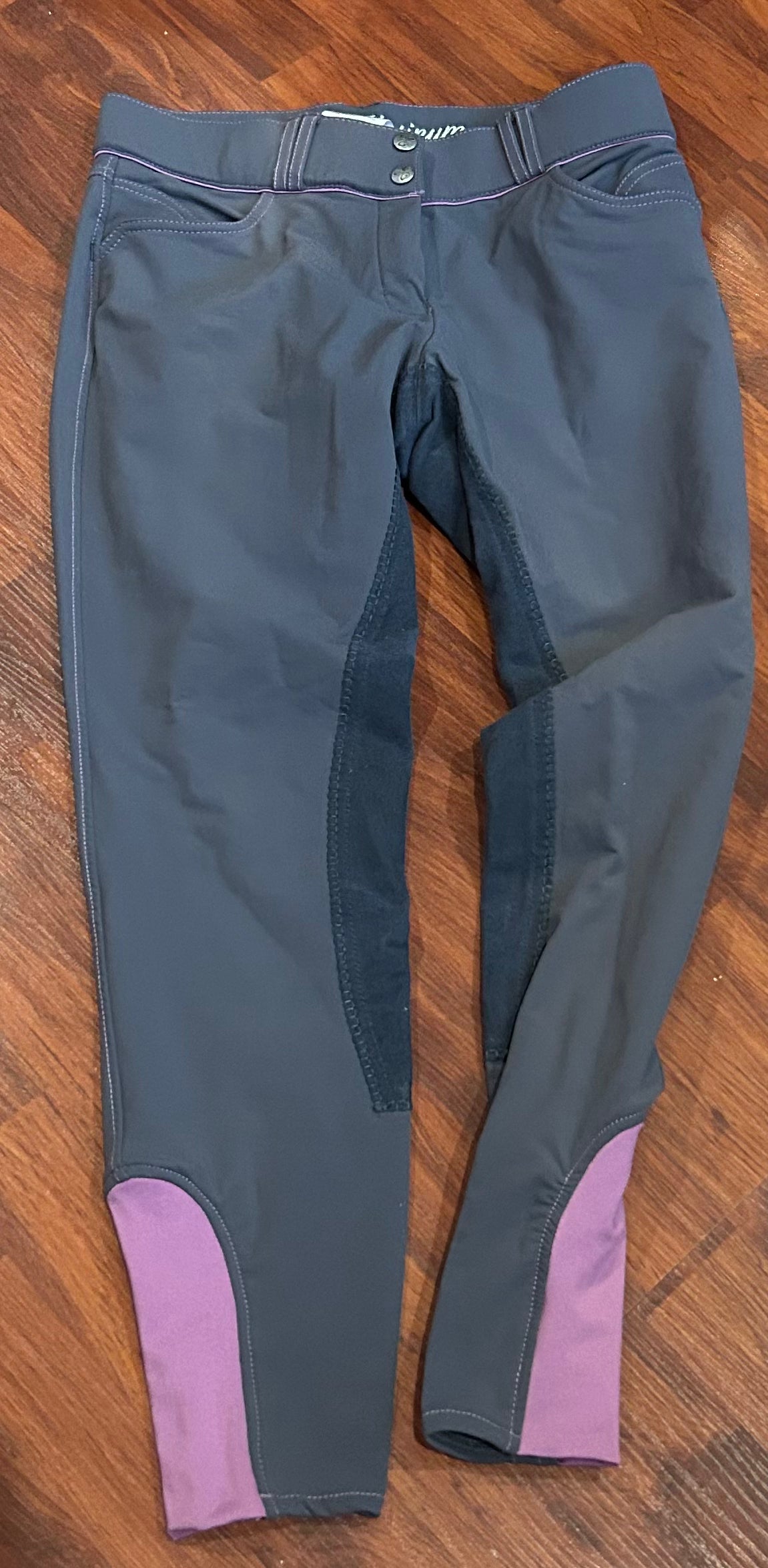 Elation platinum 30R grey with pink full seat breeches