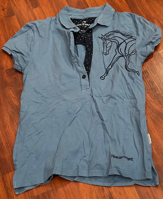 Horseware medium polo shirt blue with horse