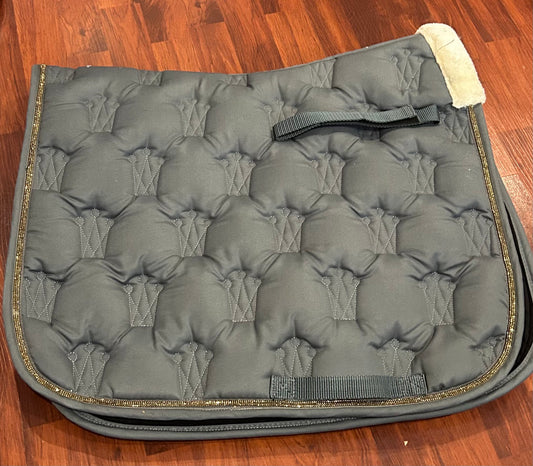 Horze steel grey with gold trim dressage pad