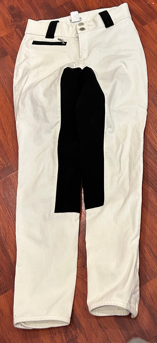 Arista size 26 white with black full seat breeches
