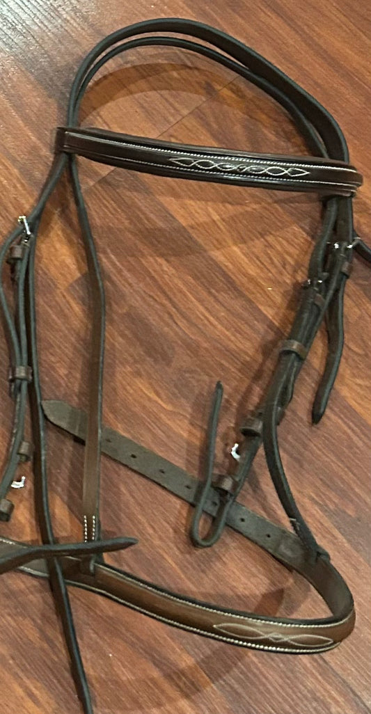 Cob brown bridle fancy stitch. Browband changed. Soft.