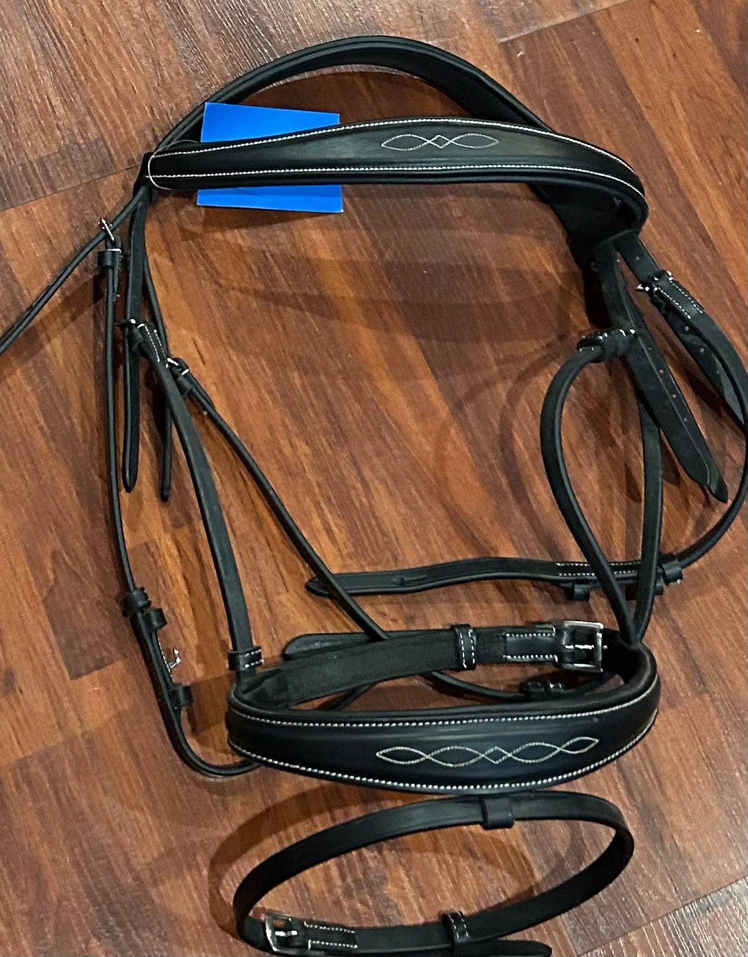 Full size black snaffle bridle fancy stitch