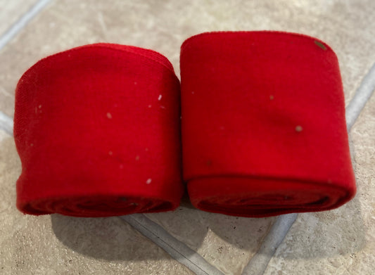 2 red stretchy bandages