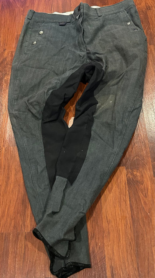 32 Kyra K dark grey full seat breeches