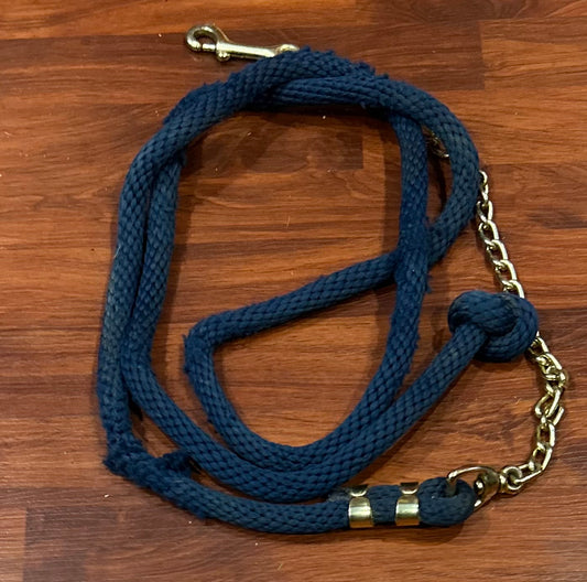 Navy lead rope with chain