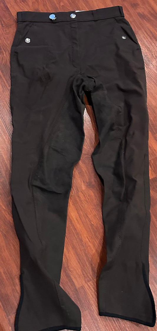 Pikeur 28L brown full seat breeches. Velcro ankles