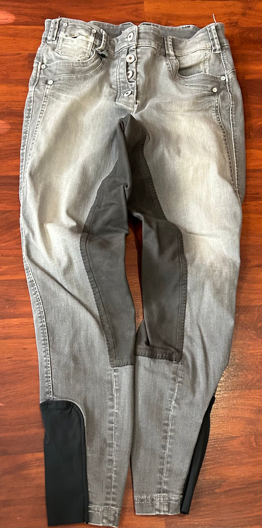 Pikeur sports size 28 light denim suede full seat breeches