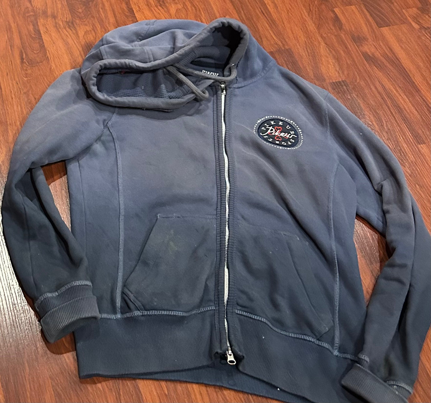 Pikeur 38 (med) blue zip up hoodie. Some stains