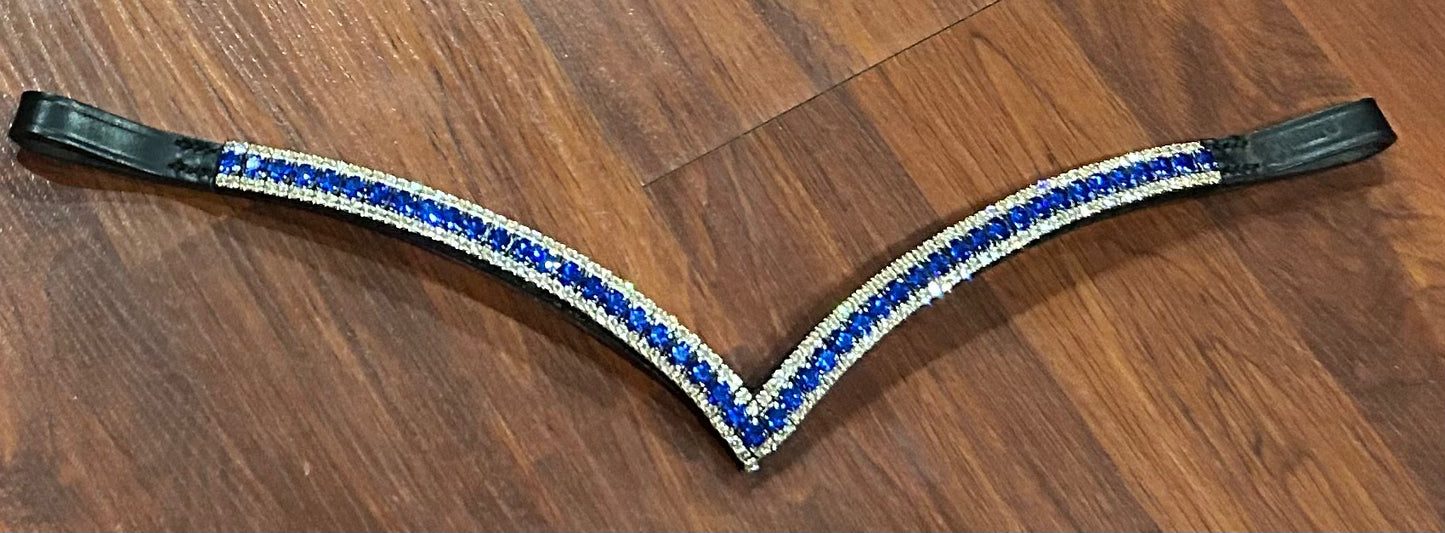 14” equiture clear and blue crystals black browband.