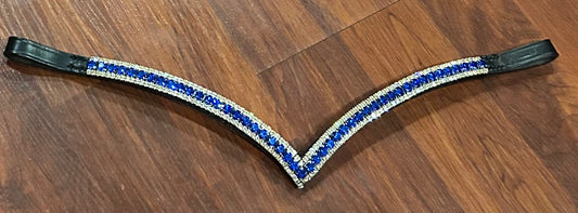 14” equiture clear and blue crystals black browband.