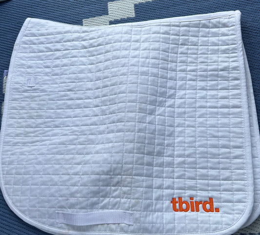 White dressage pad with logo