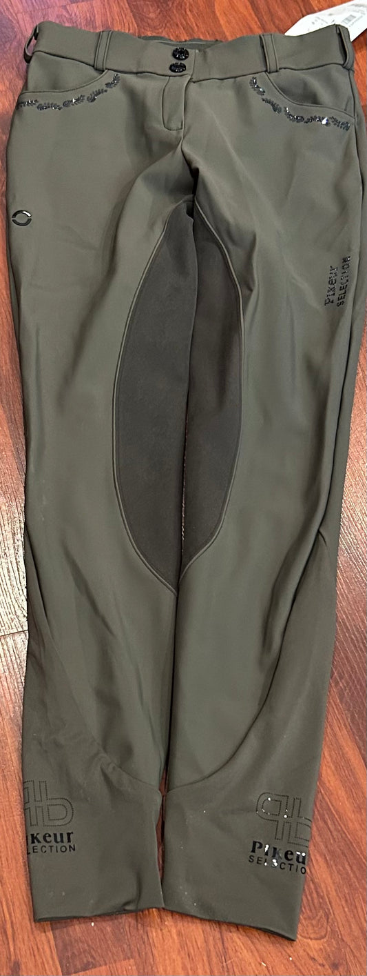 Pikeur Ceelina size 22 faux suede green full seat breeches. Brand new