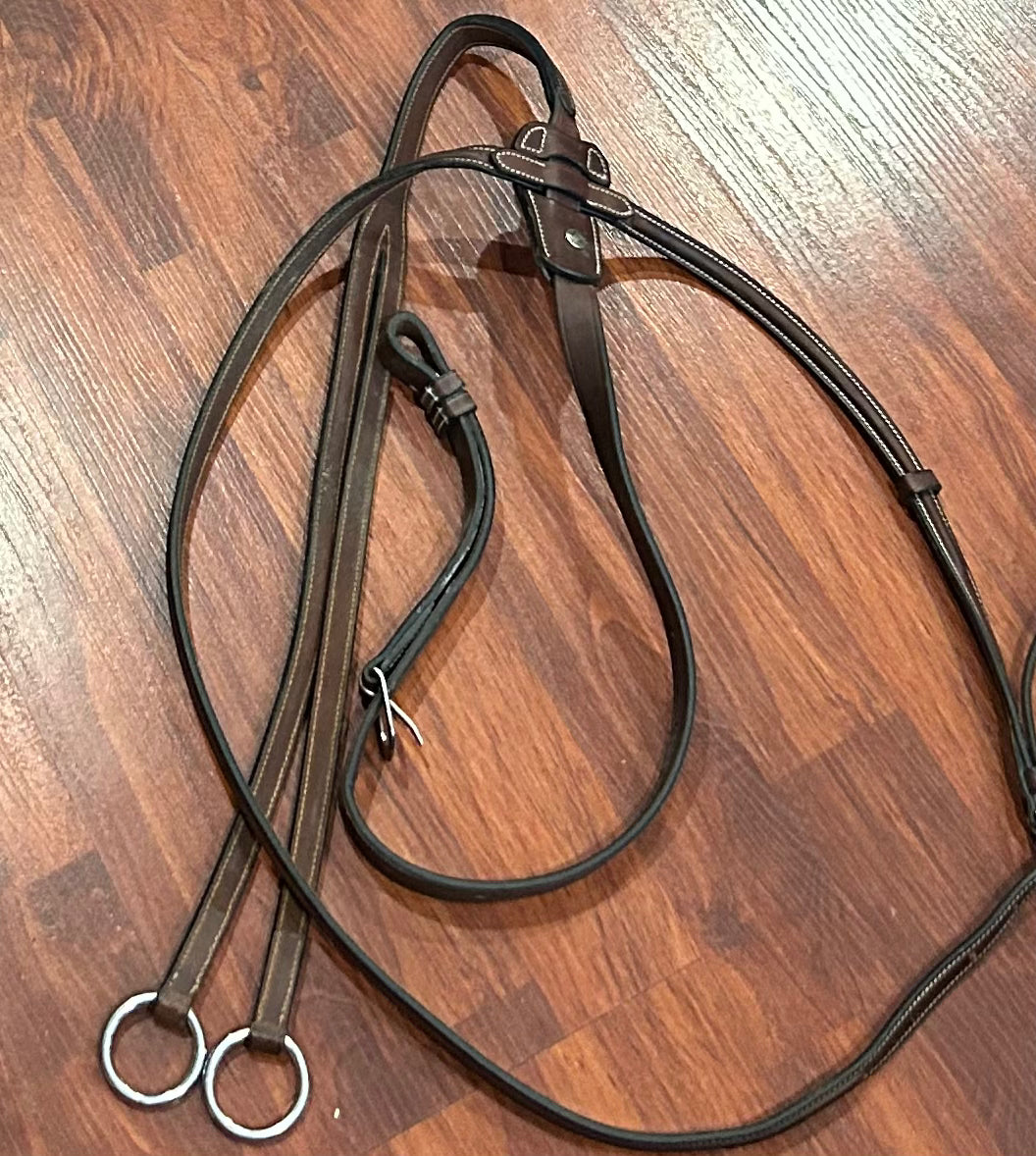 Antares full size running martingale. Brown raised fancy stitch.