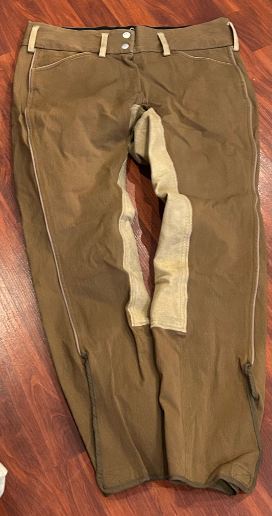 Goode Rider size 32 brown full seat breeches. Velcro ankles.