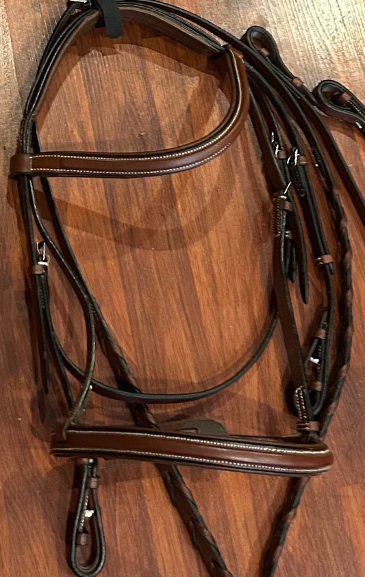 Havana full size raised bridle with reins