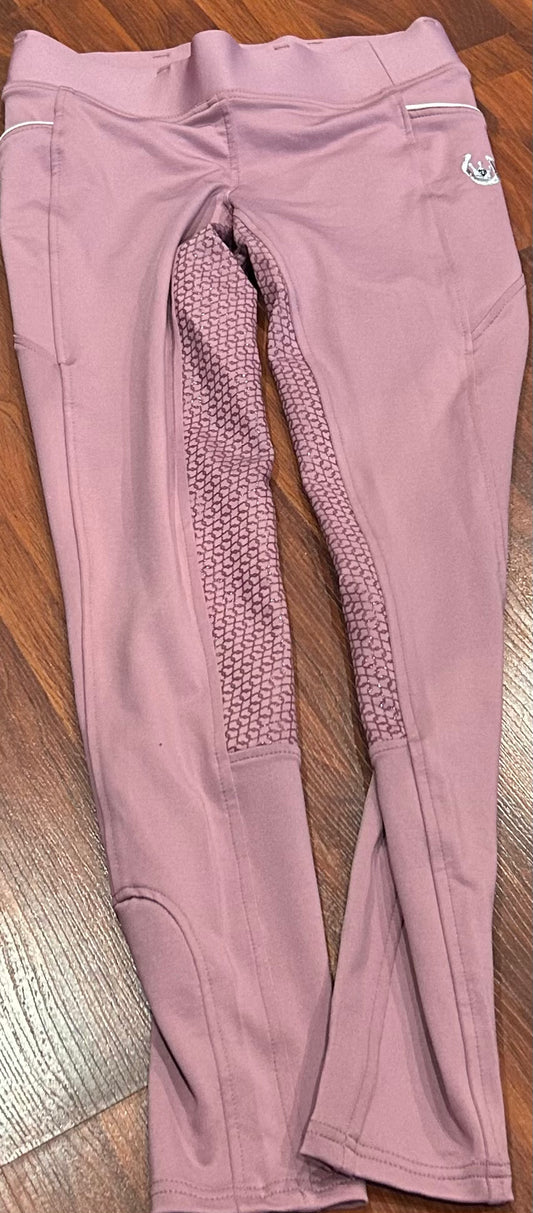 Leveza medium mauve pull on riding tights. Brand new with tags
