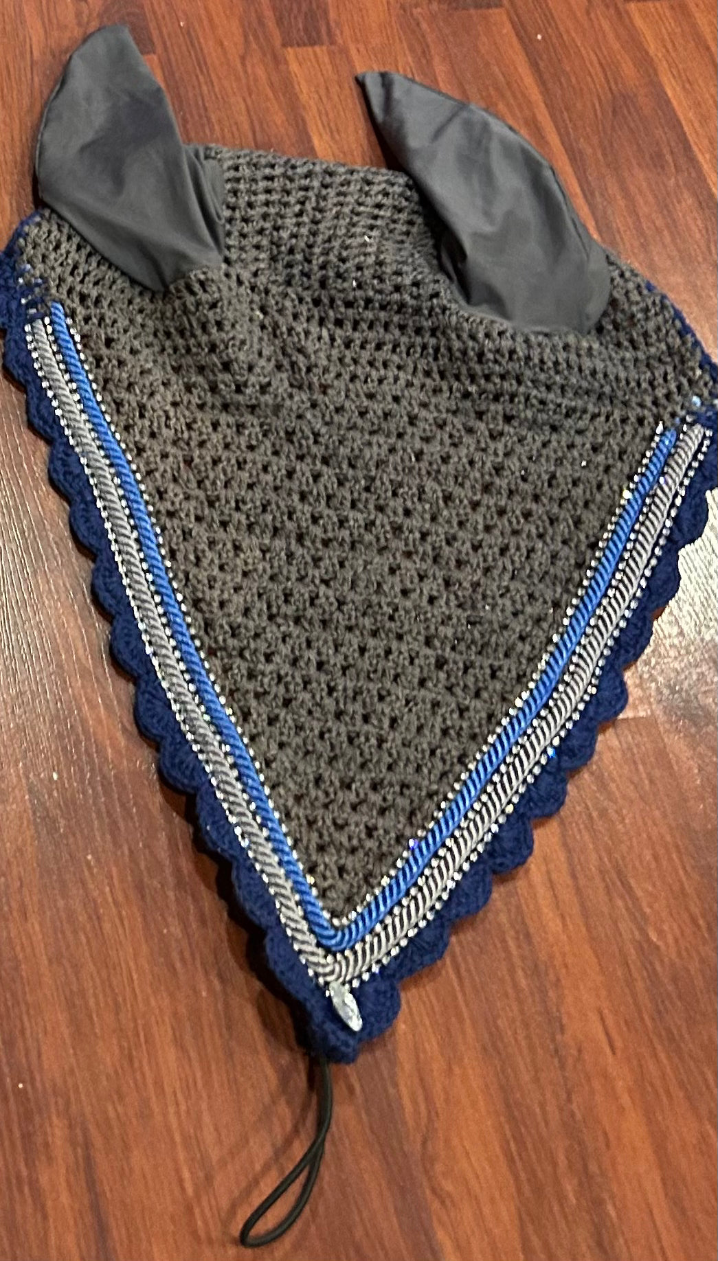Grey/blue with bling XF attach to noseband fly bonnet