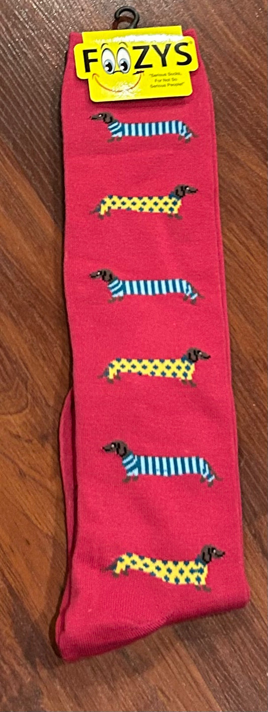 Boot socks pink with dachunds