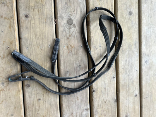 Black web reins with hand stops