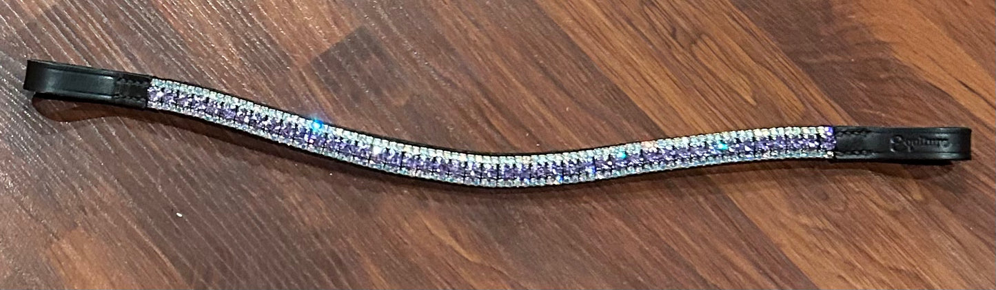 15” equiture Brown lilac and clear stones browband