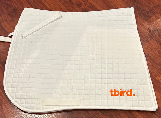 White with orange Tbird embroidery dressage pad