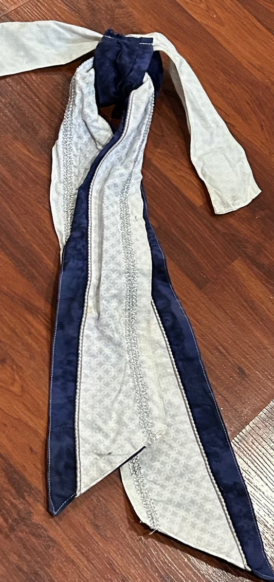 Stock tie blue/white/silver