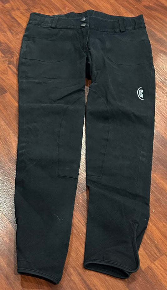 GPA size 28 black knee patch breeches. Velcro ankles