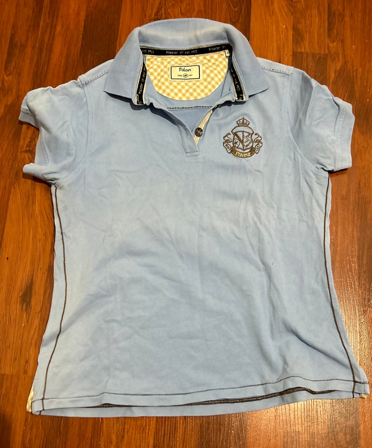 Pikeur size 44 XL light blue polo shirt