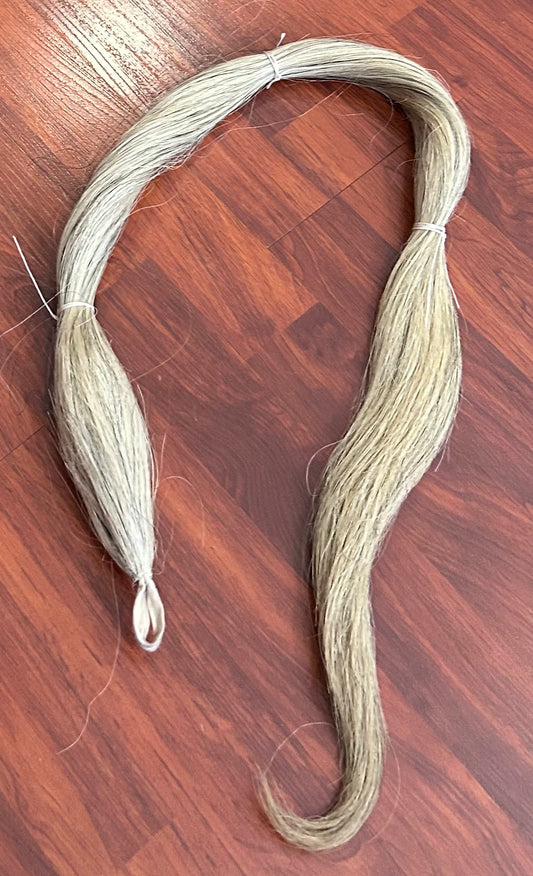 43” long grey with black hairs tail extension