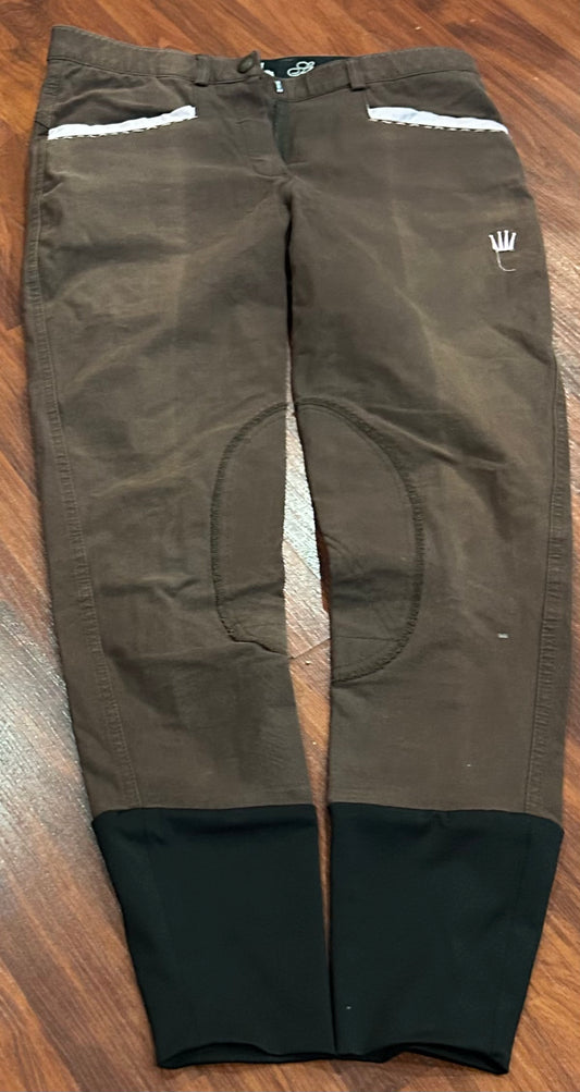 Spooks size 28 brown with pink knee patch breeches
