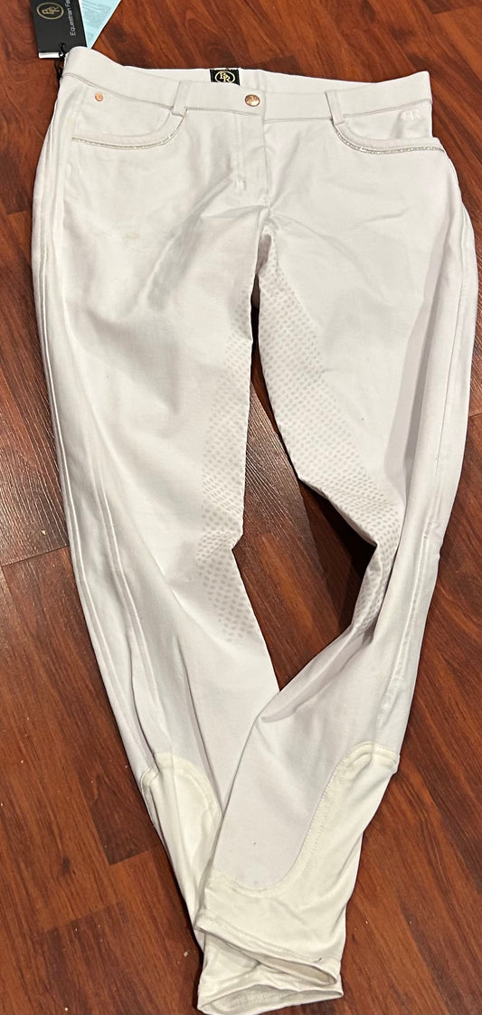 BR Annette size 32 white full seat breeches with silicone. Brand new with tags