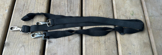 Mismatched Blanket back straps pair black. One 2 clips. One with one clip.