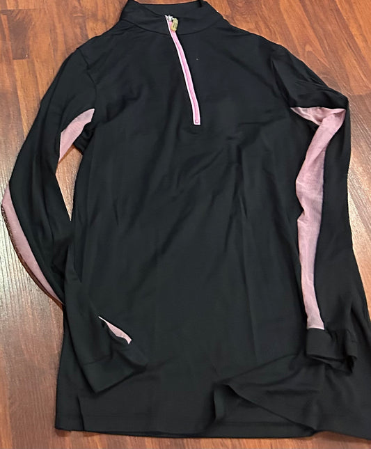 Tailored sportsman small black with pink long sleeve sun shirt