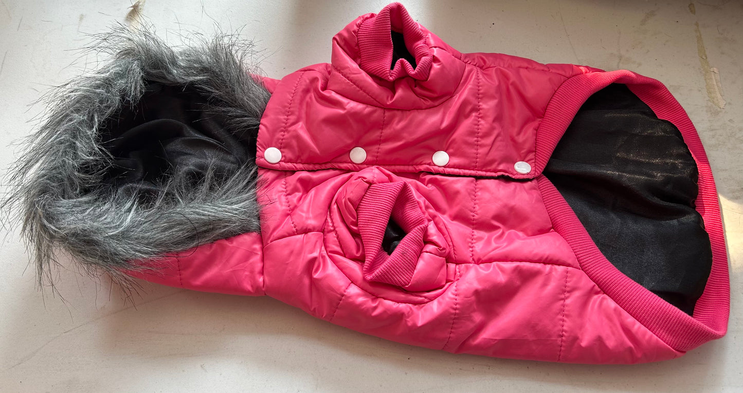 Large (small dog) pink jacket with faux fur lining