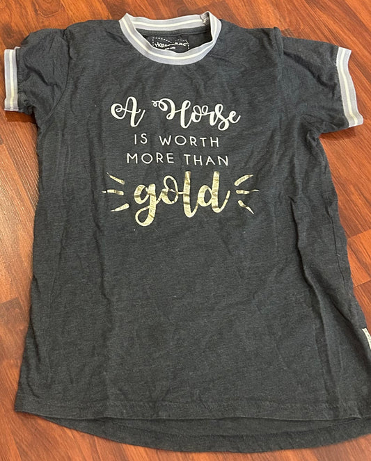 Horseware medium grey “a horse is worth more than gold” short sleeve shirt