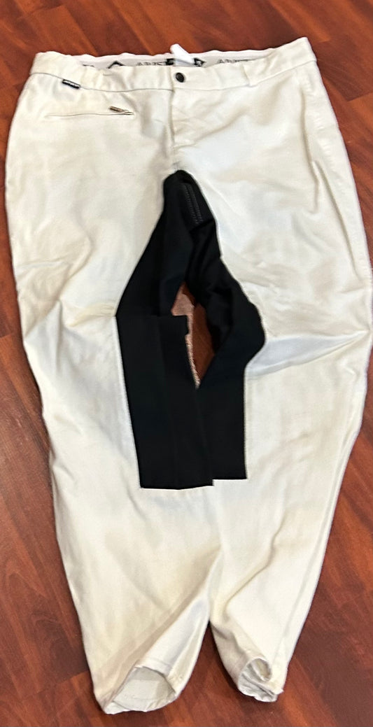 Arista 30R white with black seat breeches. Velcro ankles