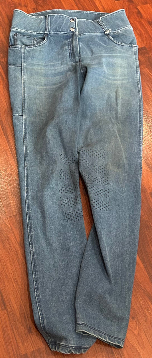 Horze 26 stretchy denim high waisted knee patch