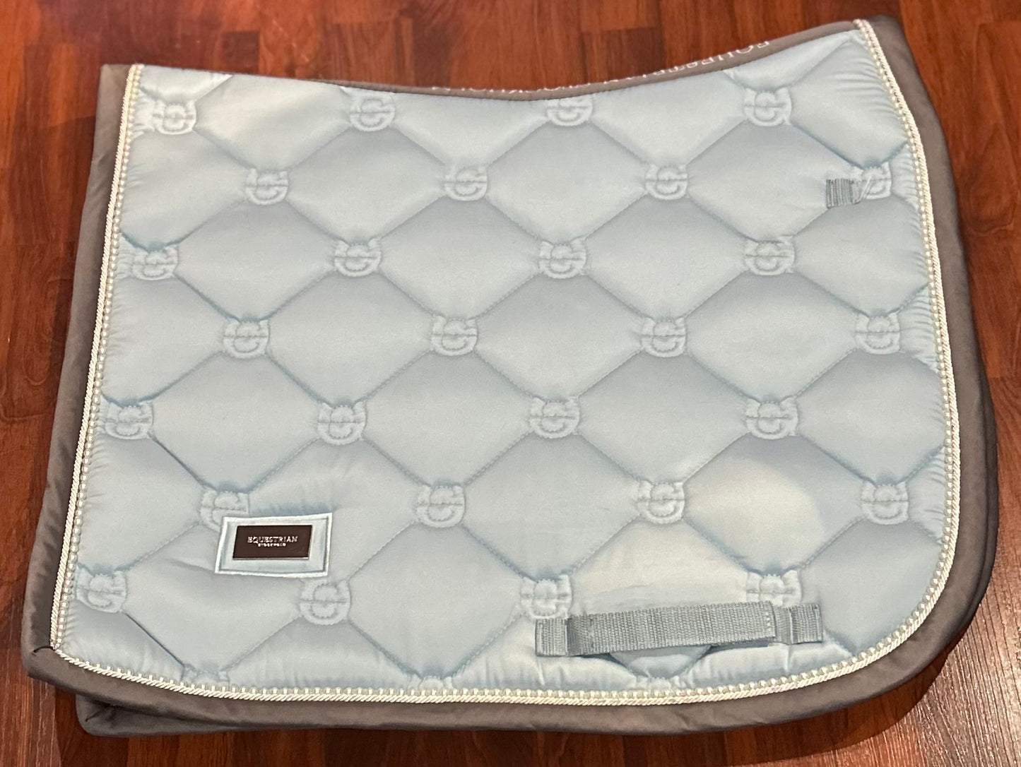 Equestrian Stockholm Ice Blue Dressage pad with matching polo wraps