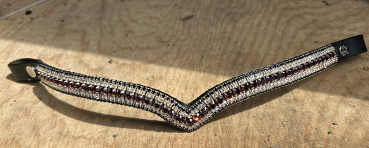 Canadian custom browband black with clear and deep red stones.