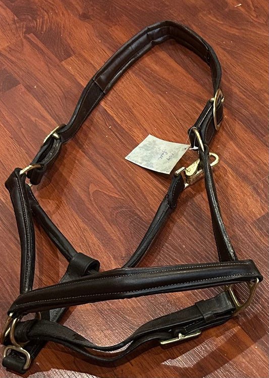 Ger-Ryan full size brown leather padded halter with clip. New with tags.