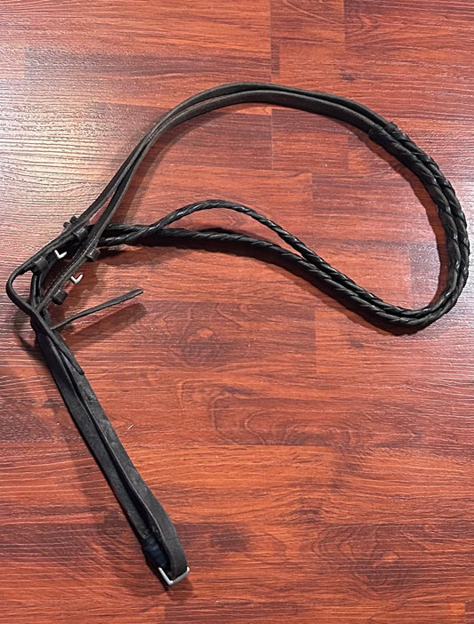 Brown braided leather reins