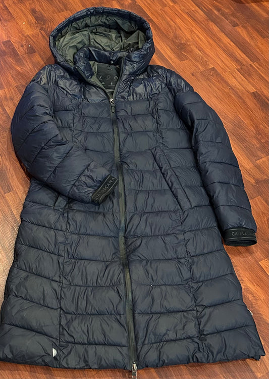 Cavalleria Toscana small long puffy jacket navy. Small rip