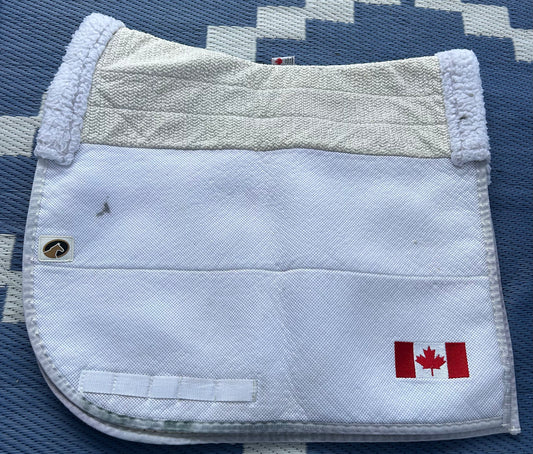 Eco gold white with Canada flag dressage pad